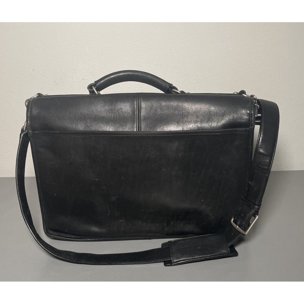 Vintage COACH F06455 Thompson Black Leather Briefcase Laptop Messenger Bag - Picture 2 of 16